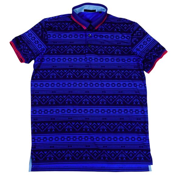 Greyson Blue Gemometric Golf Polo Shirt Mens Size Small - Picture 3 of 7